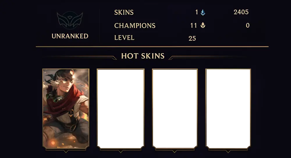 UNRANKED - 25 LVL - 1 SKIN