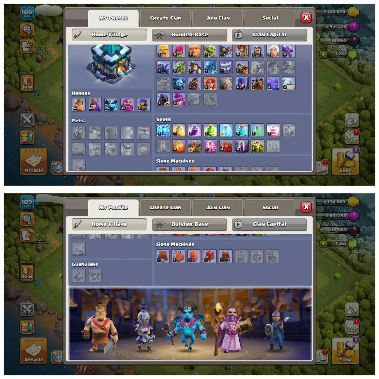 {60% DISCOUNT} TH13 SEMI MAX ID⚡️4 EPIC EQUIPMENT⚡️XP-109⚡️HERO 56-56-25-21-2⚡️FREE GEMS NAME CHANGE⚡️ 244 CWL MEDALS⚡️OP LAB⚡️INSTANT DELIVERY 🚚