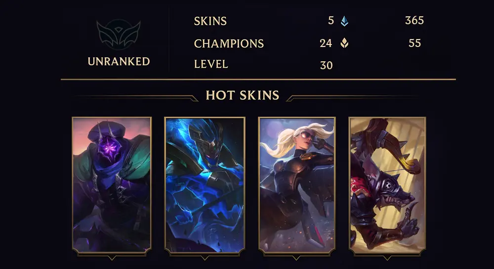 UNRANKED - 30 LVL - 5 SKIN