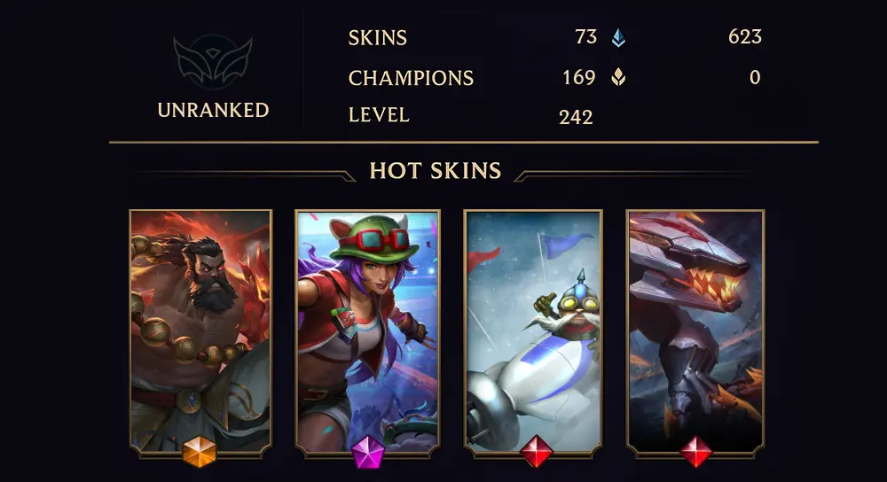 UNRANKED - 242 LVL - 73 SKIN
