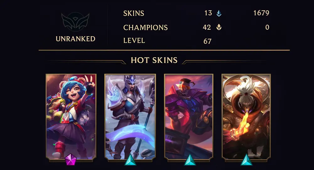 UNRANKED - 67 LVL - 13 SKIN
