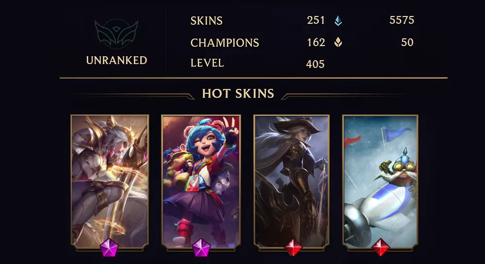 UNRANKED - 405 LVL - 251 SKIN