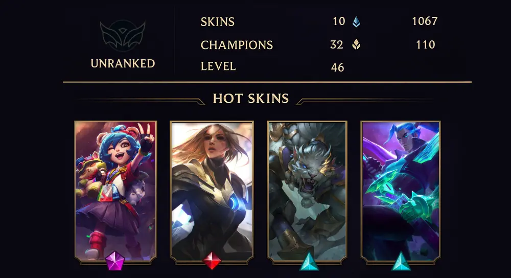 UNRANKED - 46 LVL - 10 SKIN
