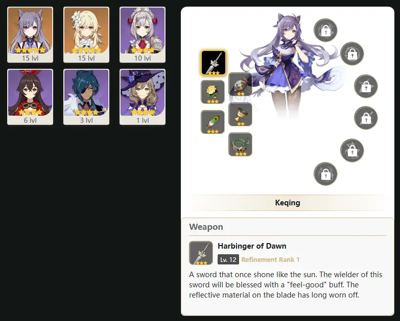 NA - AR: 9 - 6 CHARACTERS [ 1 - FIVE STARS CHARACTERS ] - Keqing