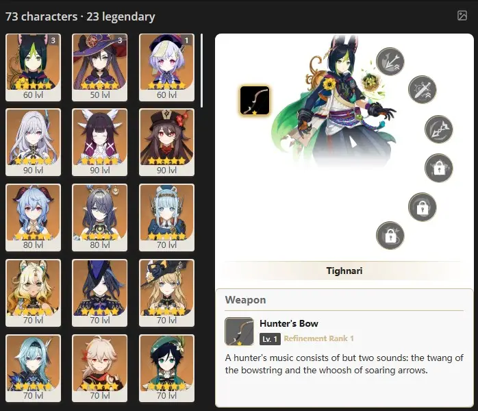 EU - AR:57- 73 CHARACTERS [ 23- 5 STARS CHARACTERS ]