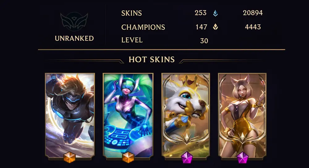 UNRANKED - 30 LVL - 253 SKIN