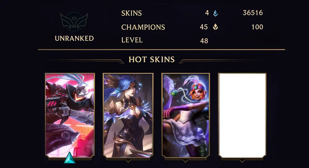 UNRANKED - 48 LVL - 4 SKIN