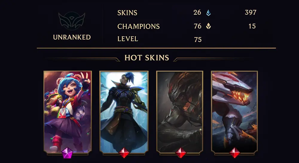UNRANKED - 75 LVL - 26 SKIN