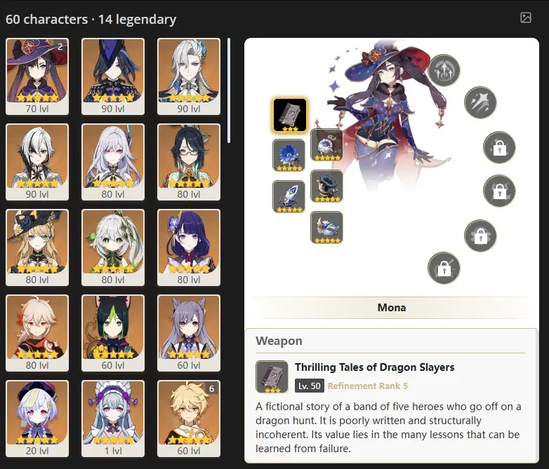 ASIA- AR:57 - 60 CHARACTERS [ 14- 5 STARS CHARACTERS ]