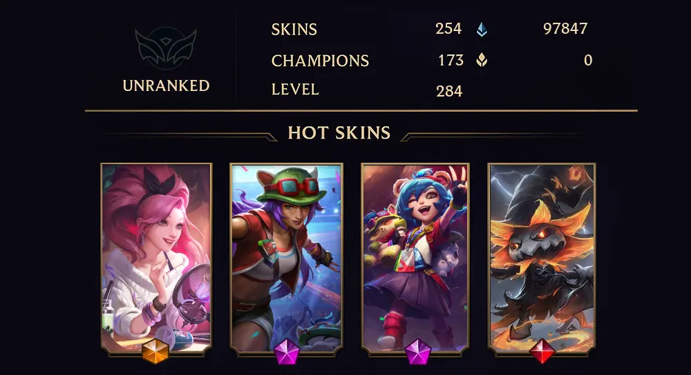 UNRANKED - 284 LVL - 254 SKIN