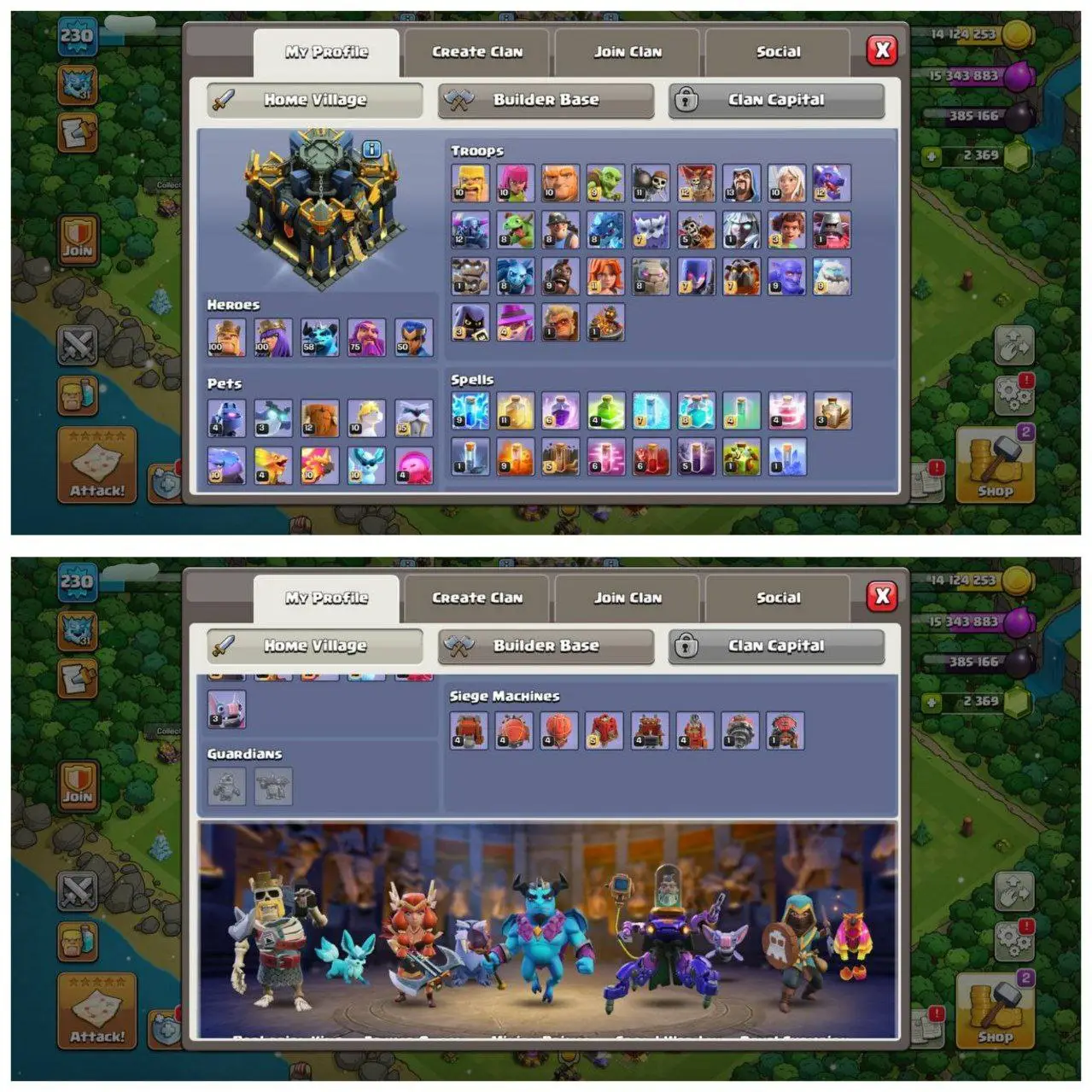 {75% DISCOUNT} TH17 NEAR MAX ID⚡️6 EPIC EQUIPMENT⚡️XP-230⚡️HERO 100-100-58-75-50⚡️500 GEMS NAME CHANGE⚡️ 331 CWL MEDALS⚡️ MAGIC ITEMS⚡️OP LAB⚡️INSTANT DELIVERY 🚚