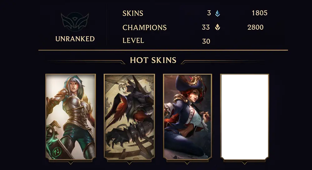 UNRANKED - 30 LVL - 3 SKIN