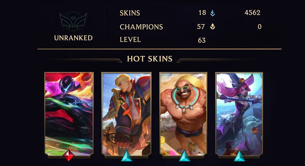 UNRANKED - 63 LVL - 18 SKIN