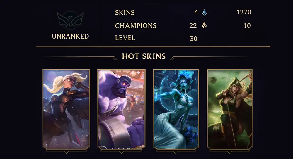 UNRANKED - 30 LVL - 4 SKIN