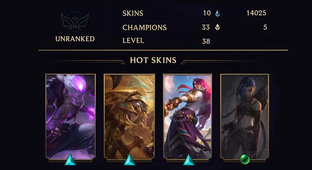 UNRANKED - 38 LVL - 10 SKIN