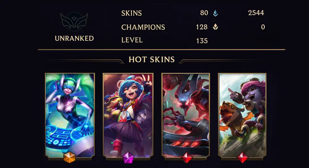 UNRANKED - 135 LVL - 80 SKIN