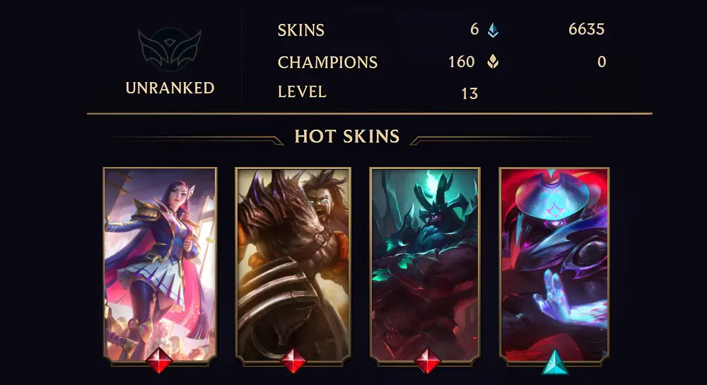 UNRANKED - 13 LVL - 6 SKIN