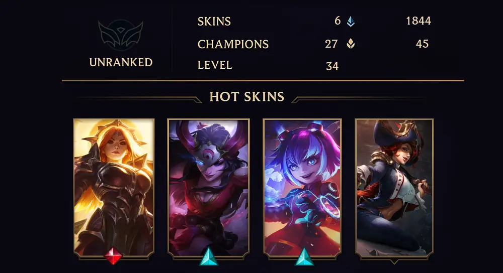 UNRANKED - 34 LVL - 6 SKIN