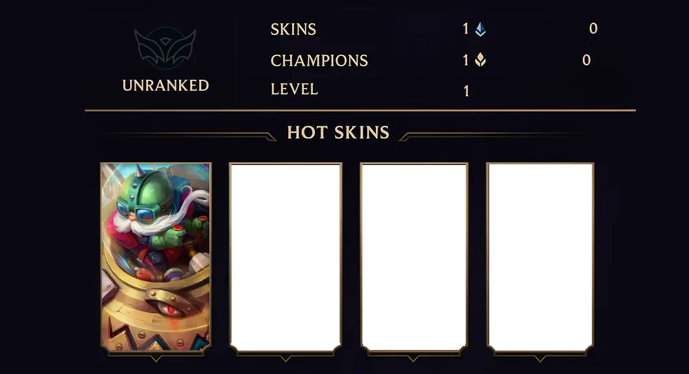UNRANKED - 1 LVL - 1 SKIN