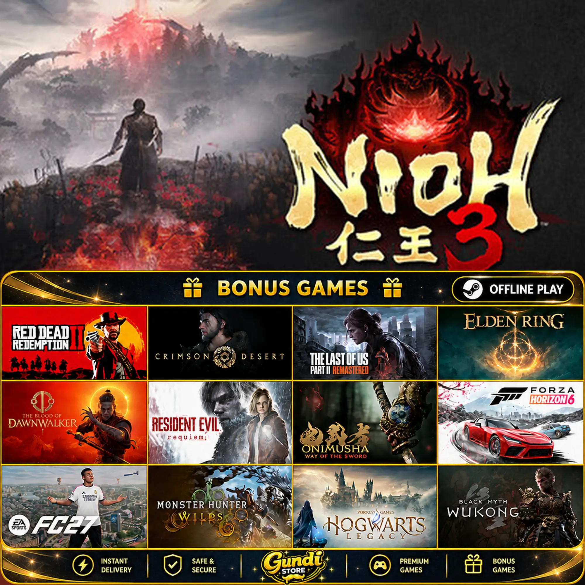 [AUTO CODE] - Nioh 3 + BONUS GAME