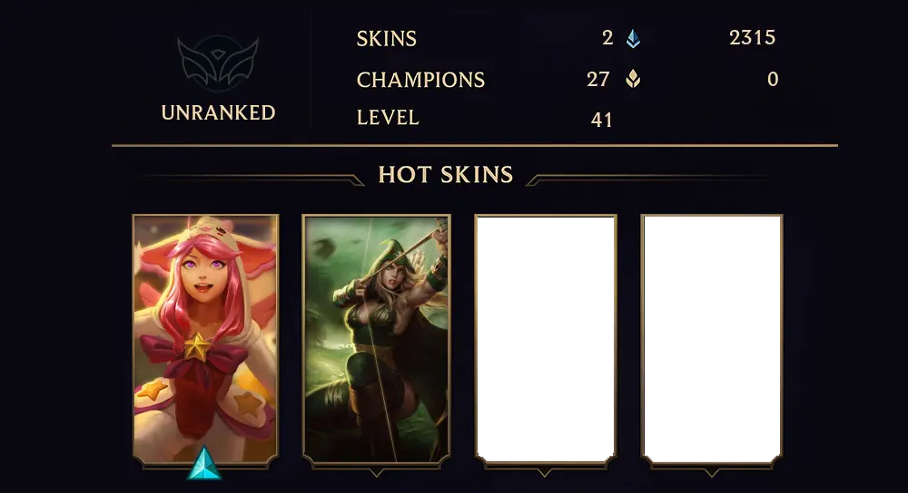 UNRANKED - 41 LVL - 2 SKIN