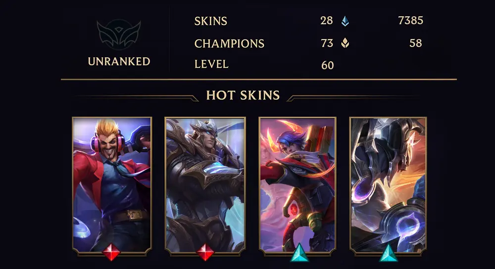 EUW - UNRANKED - 60 LVL - 28 SKIN