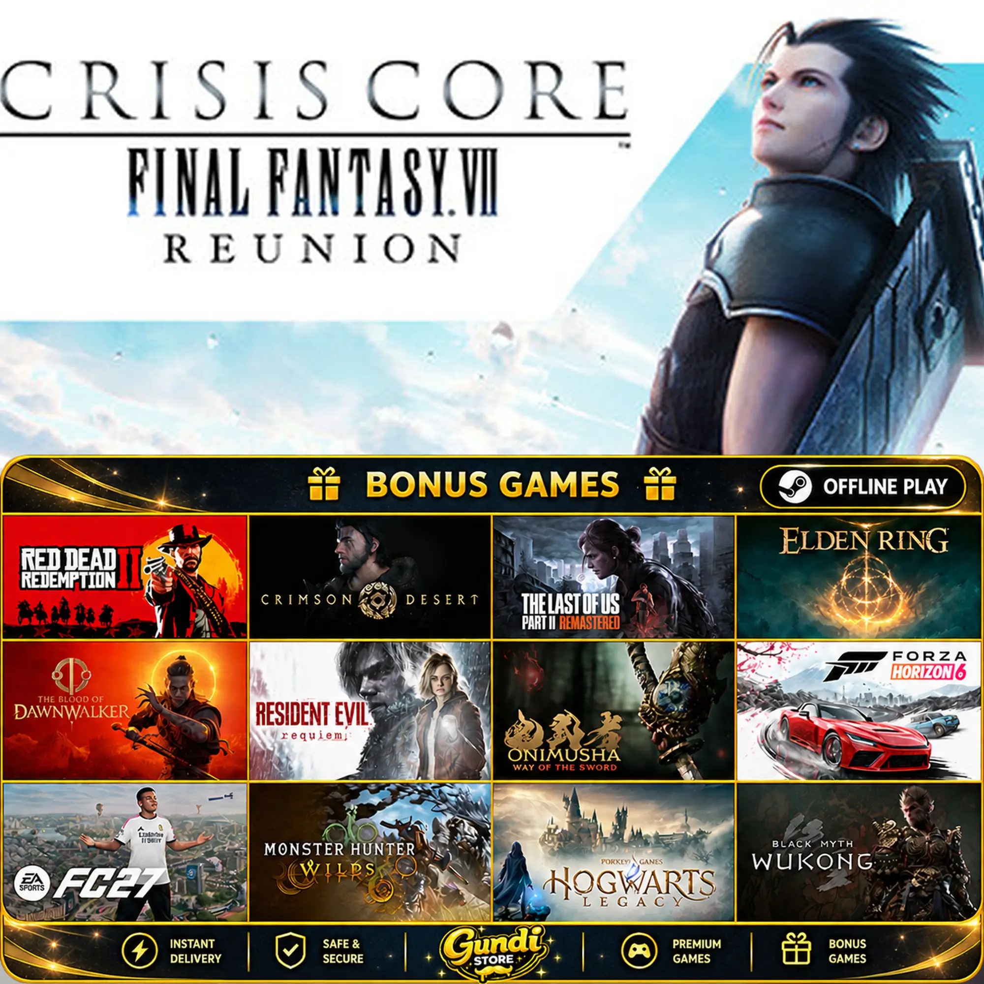 [AUTO CODE] - CRISIS CORE -FINAL FANTASY VII- REUNION + BONUS GAME