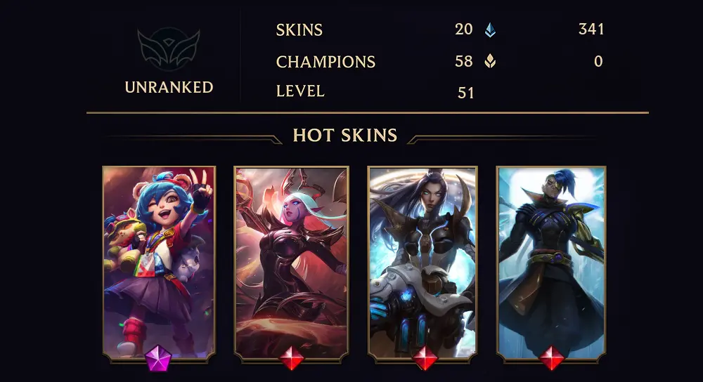 UNRANKED - 51 LVL - 20 SKIN