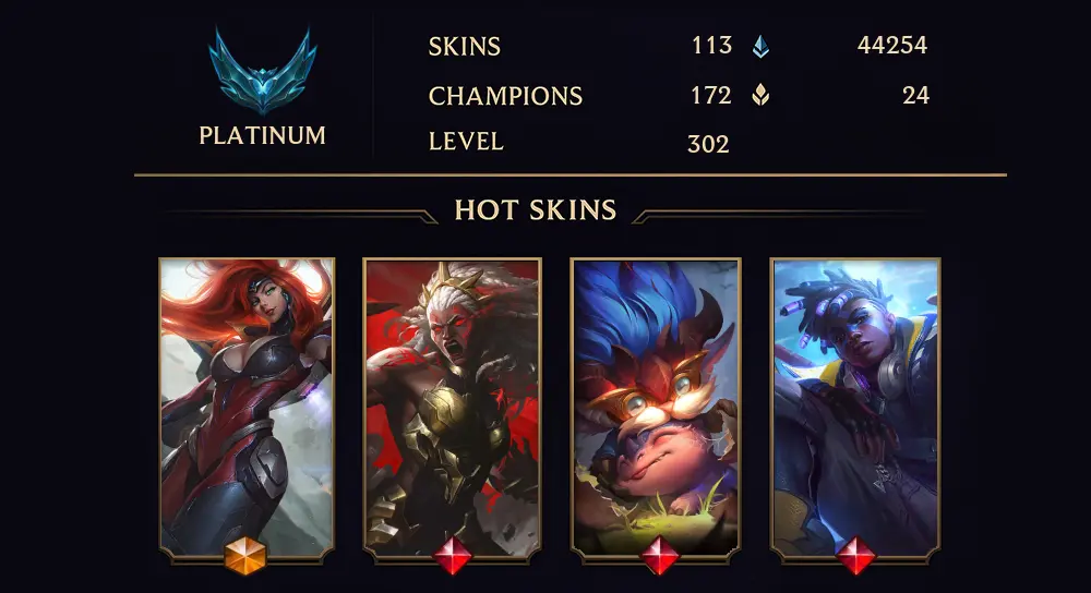 PLATINUM III - 302 LVL - 113 SKIN