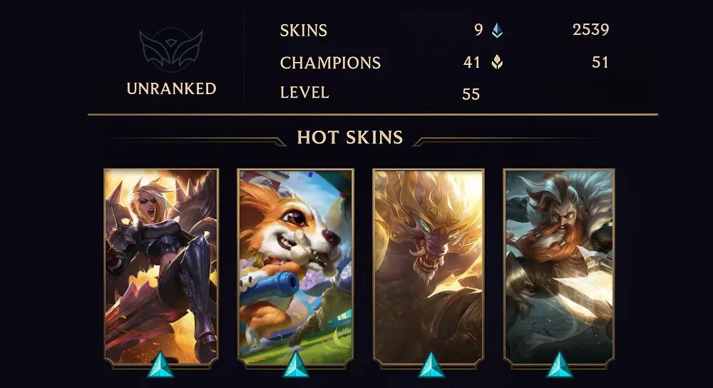 UNRANKED - 55 LVL - 9 SKIN