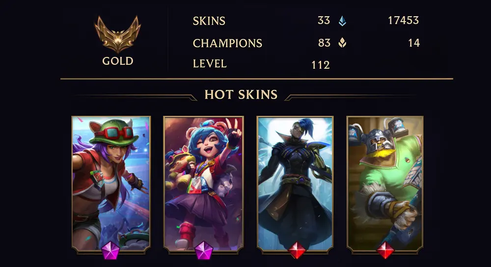 GOLD I - 112 LVL - 33 SKIN