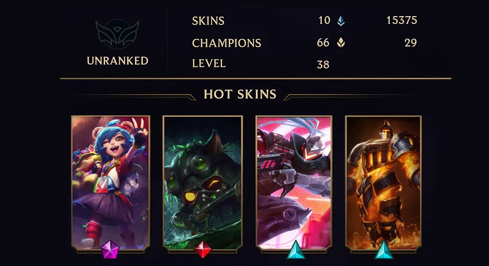 UNRANKED - 38 LVL - 10 SKIN
