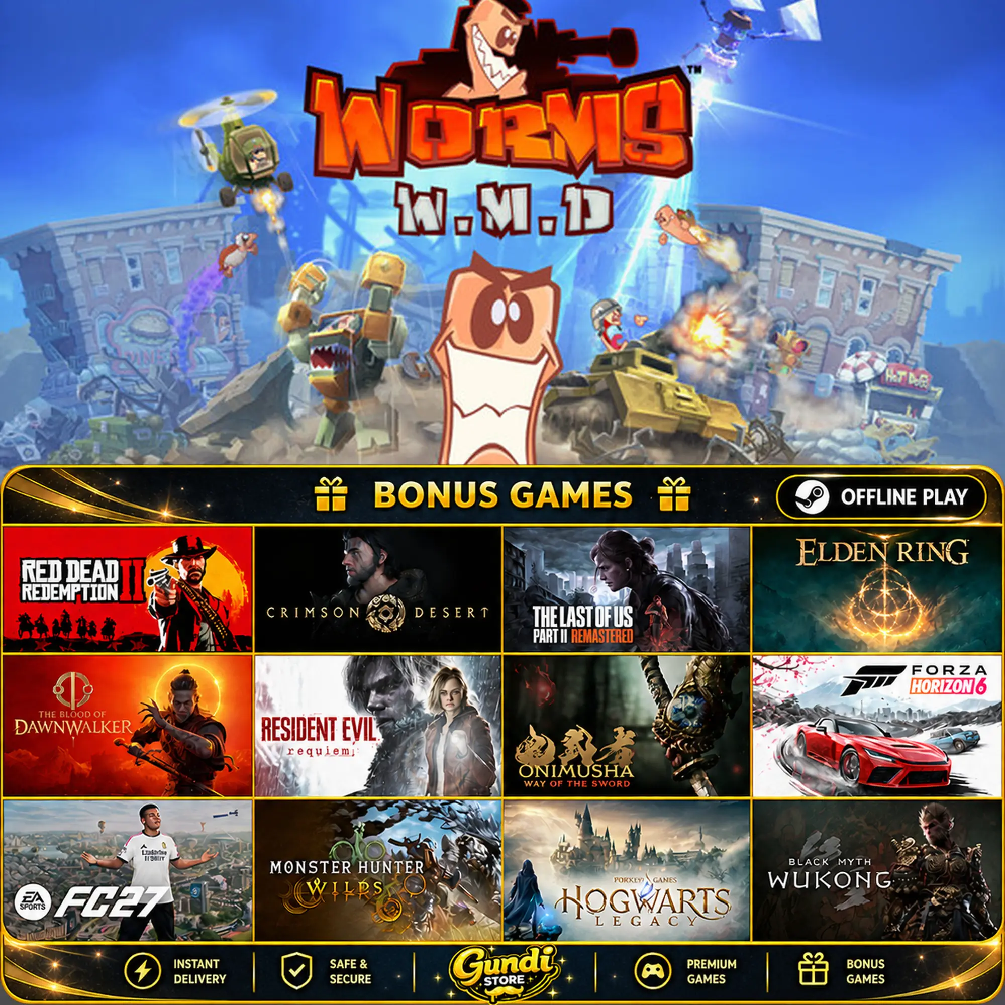 [AUTO CODE] - Worms W.M.D + BONUS GAME