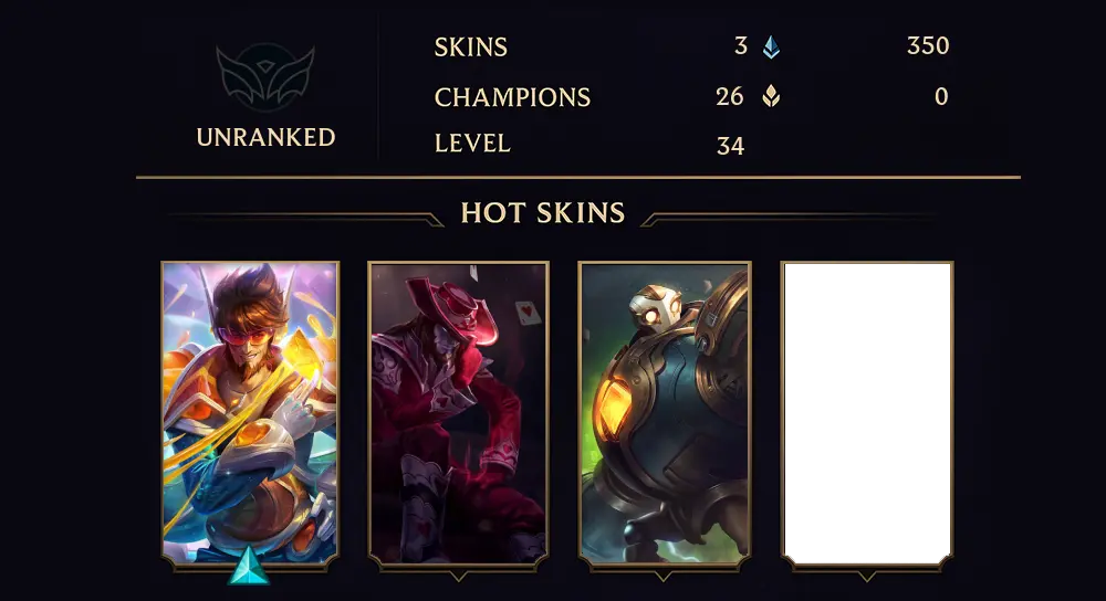 UNRANKED - 34 LVL - 3 SKIN