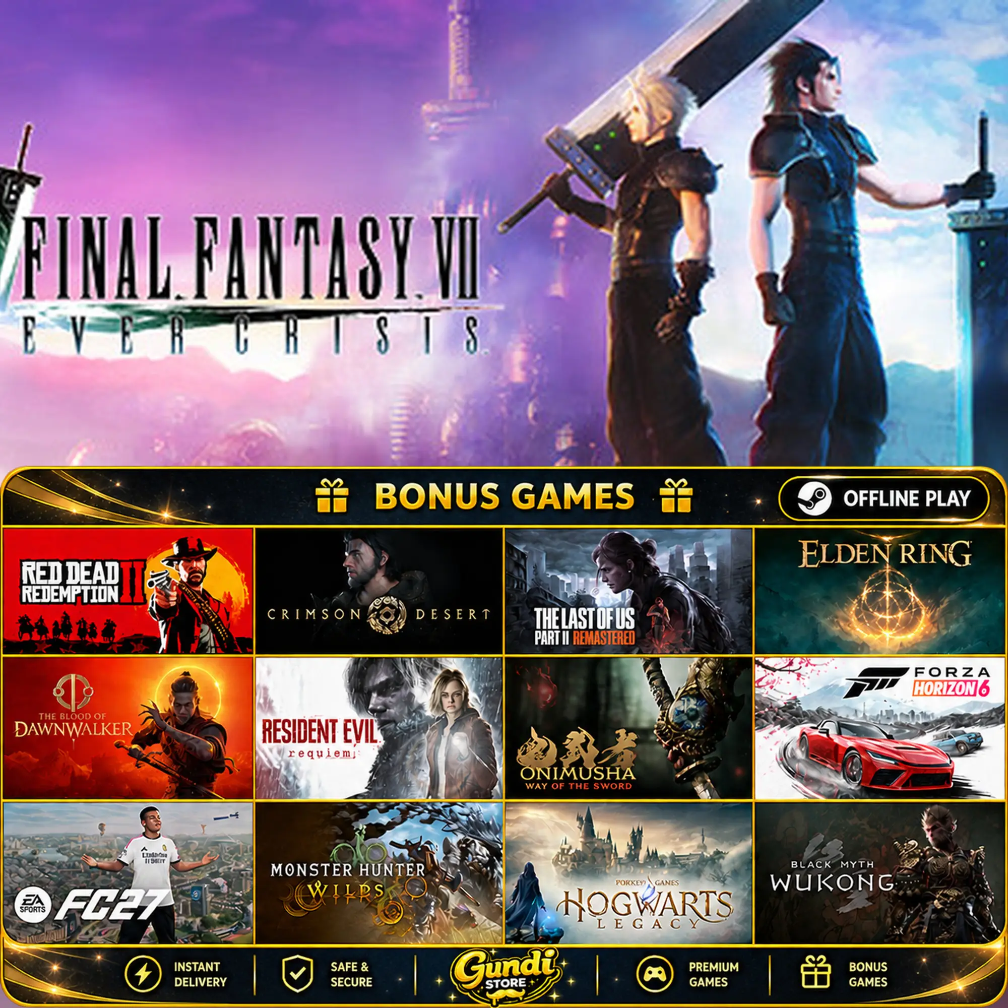 [AUTO CODE] - FINAL FANTASY VII EVER CRISIS + BONUS GAME