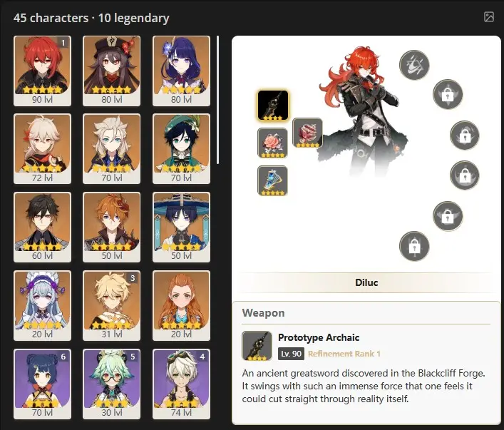 ASIA - AR:55- 45 CHARACTERS [ 11 - 5 STARS CHARACTERS ]