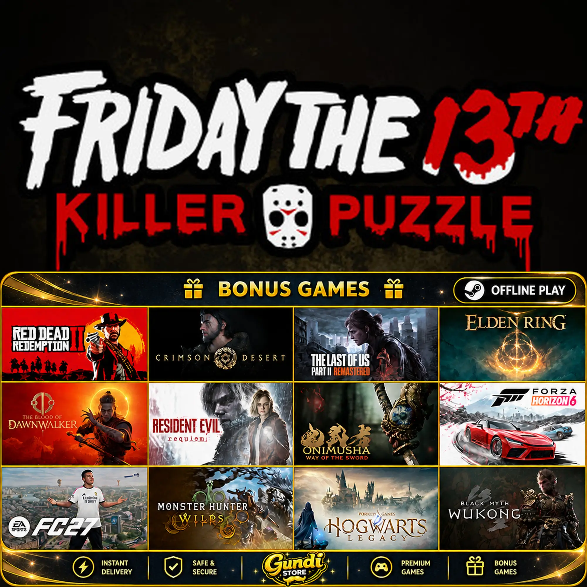 [AUTO CODE] - Friday the 13th_ Killer Puzzle + BONUS GAME