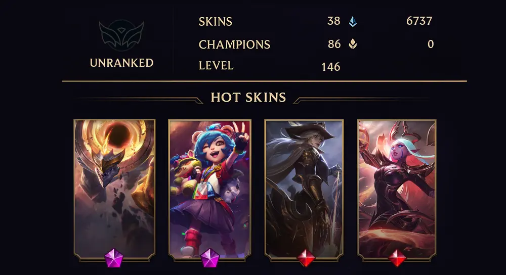 LAS - UNRANKED - 146 LVL - 38 SKIN