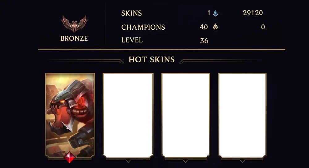 BRONZE IV - 36 LVL - 1 SKIN