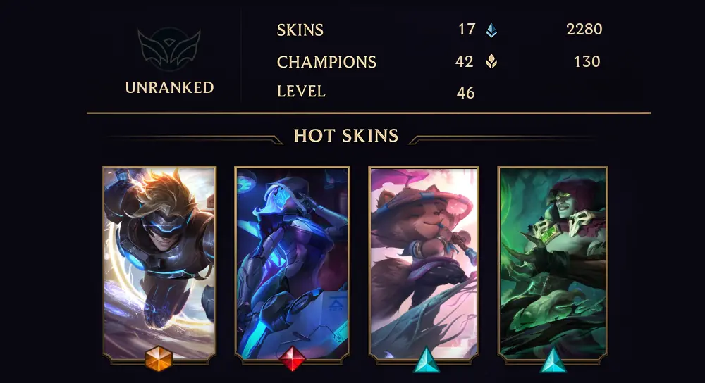 UNRANKED - 46 LVL - 17 SKIN