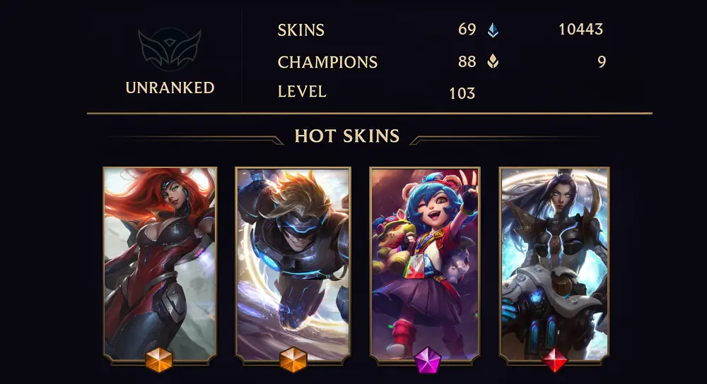 UNRANKED - 103 LVL - 69 SKIN