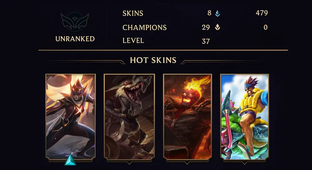 UNRANKED - 37 LVL - 8 SKIN
