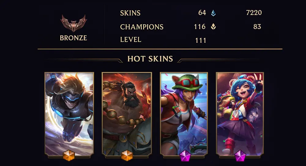 BRONZE IV - 111 LVL - 64 SKIN