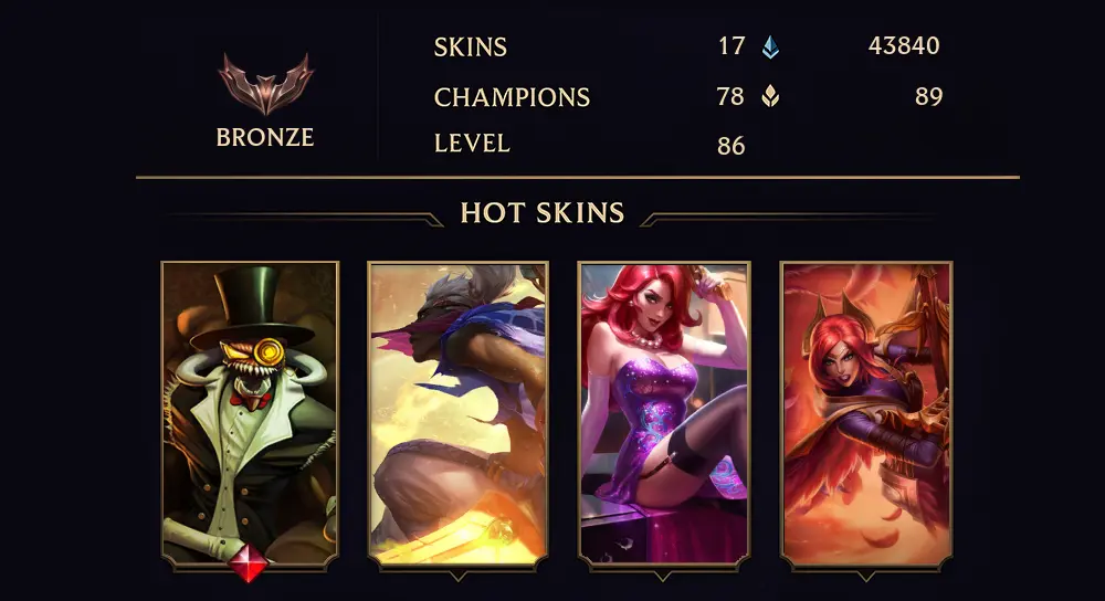 BRONZE I - 86 LVL - 17 SKIN