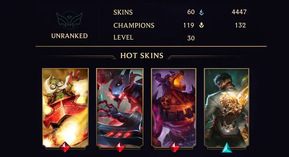 UNRANKED - 30 LVL - 60 SKIN