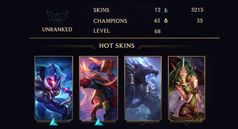 UNRANKED - 68 LVL - 12 SKIN