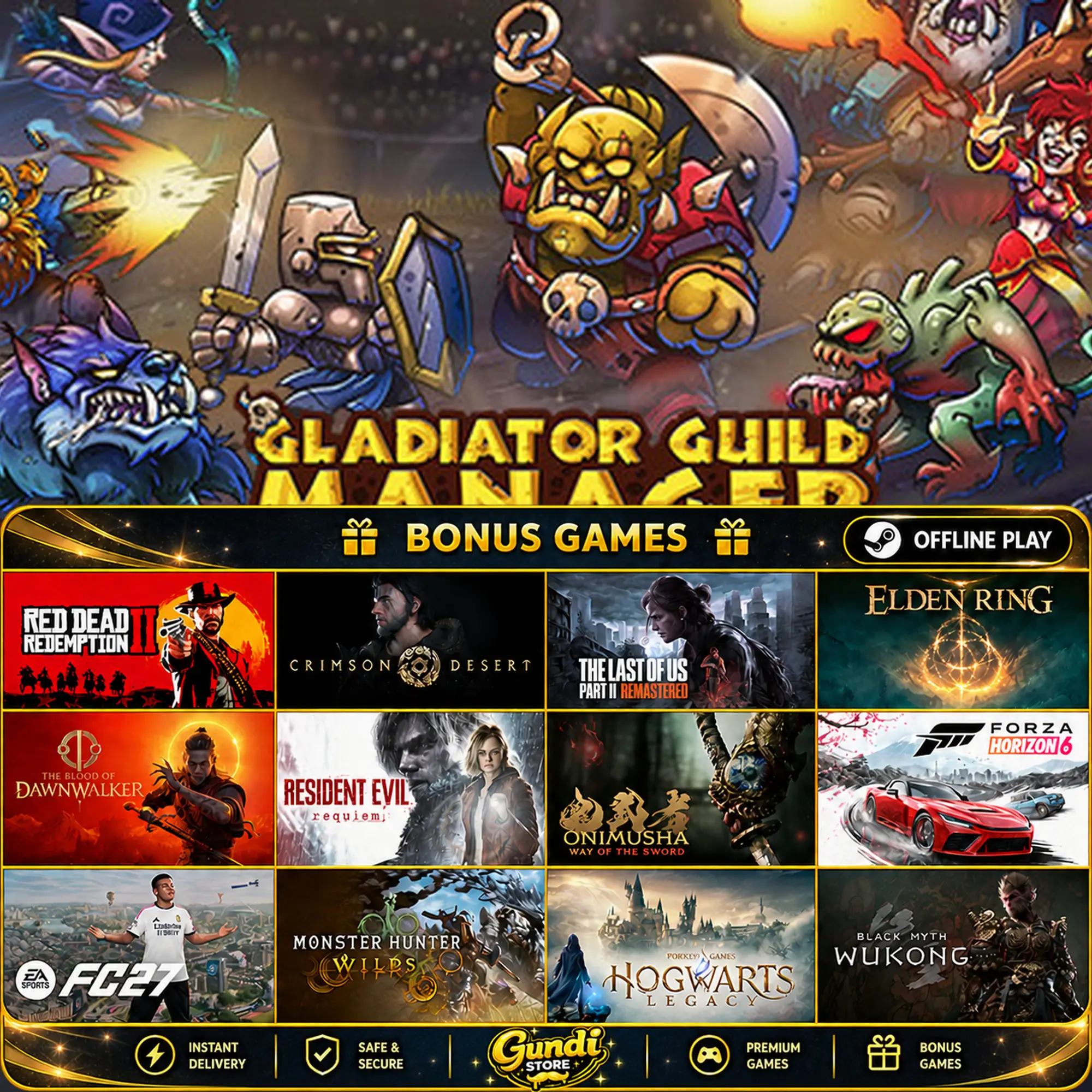 [AUTO CODE] - Gladiator Guild Manager + BONUS GAME