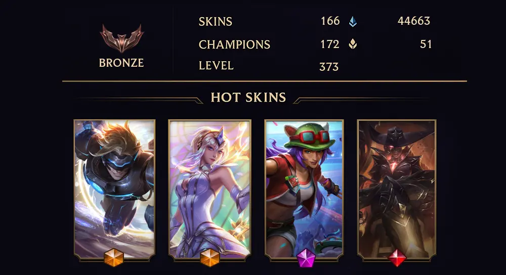 BRONZE II - 373 LVL - 166 SKIN