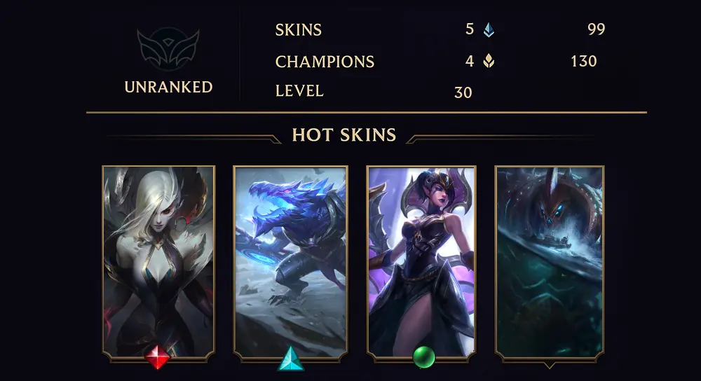 UNRANKED - 30 LVL - 5 SKIN