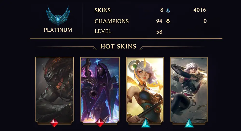 PLATINUM II - 58 LVL - 8 SKIN